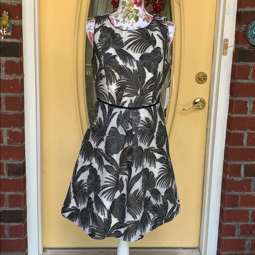 H Halston Palm Leaf Pattern Dress